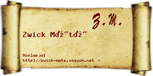 Zwick Máté névjegykártya
