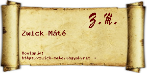 Zwick Máté névjegykártya